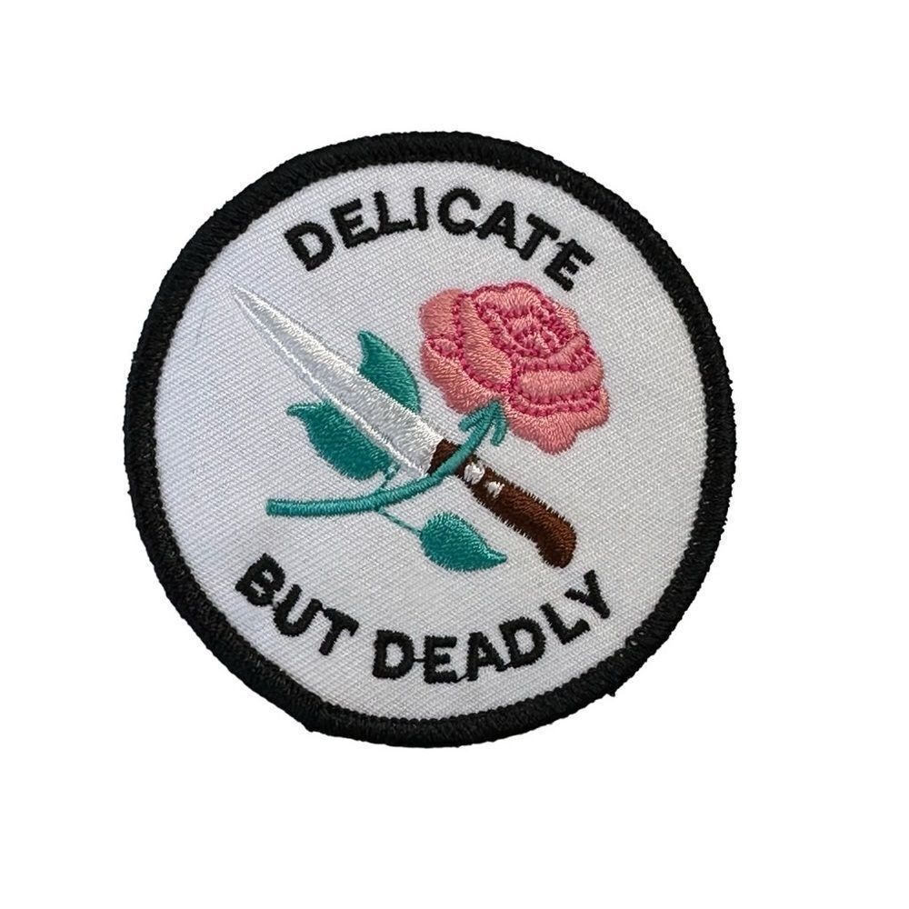 Delicate but Deadly Rose Weapon Iron On Embroidered Patch